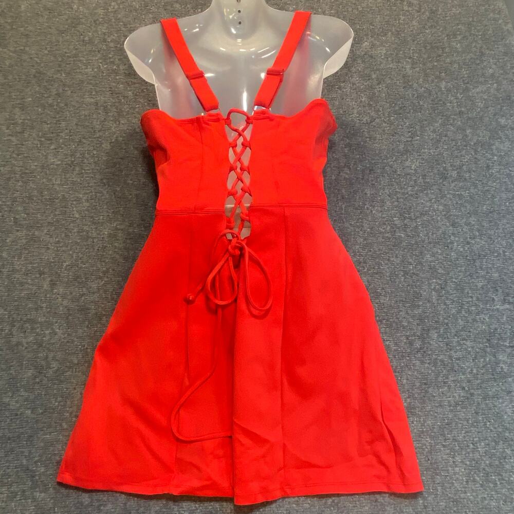 TA3 Women’s Red Square-Neck Swim Dress With Pockets 2X - Picture 4 of 10